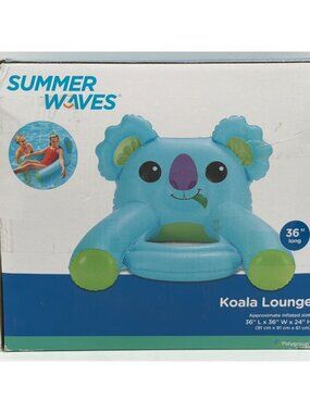 Summer Waves Koala Lounge Inflatable Water Float 36" L X 36" W X 24" H For Ages